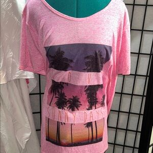 Avenue Pink Scoop Neck 'Sunny Days' Palm Graphic Tee